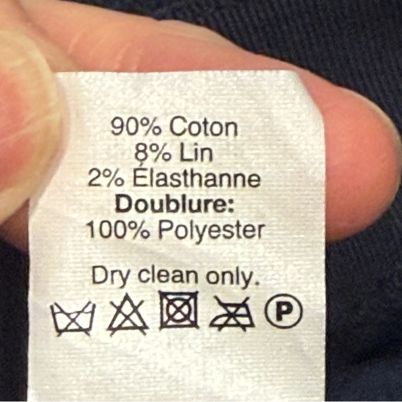 J. Crew The Pencil Skirt Navy and Cream Checkered cotton linen blend skirt lined - Picture 3 of 7